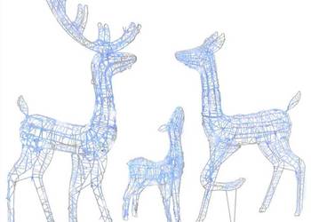 vidaXL Świąteczne renifery, akrylowe, 300 niebieskich diod LED(SKU:329795)