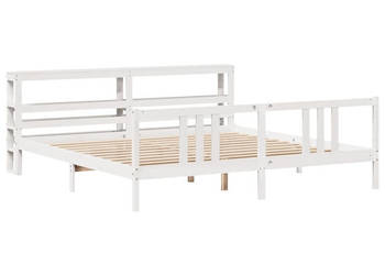Rama łóżka z zagłówkiem bez materaca biała 200x200 cm WM-3305978
