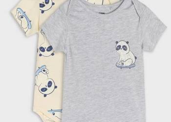 Body niemowlęce 62 Sinsay bawełna pandy panda szare beżowe