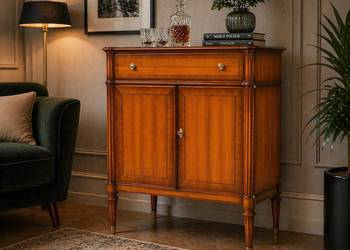 Barek vintage lata 80., Niemcy, szafka na alkohol, drewno fornir wiśnia