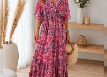 Sukienka maxi boho ala nietoperz