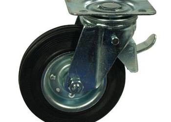 Koło skrętne gumowe Ø 125x37.5 mm z hamulcem podstawa montażowa: 115x85 mm…