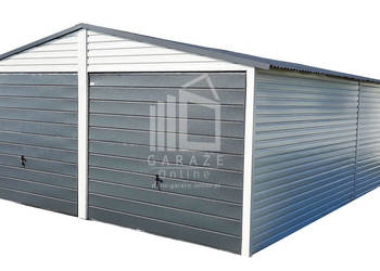 GARAŻ BLASZANY 6m x 7m dwuspad 2x Brama drzwi antracyt ID156