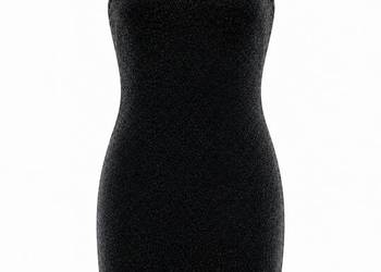Czarna sukienka na ramiączkach błyszczący materiał H&M