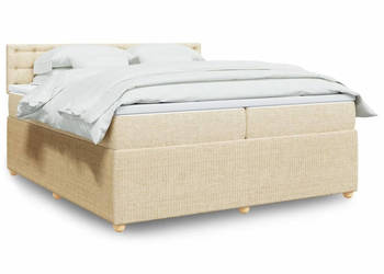 Łóżko kontynentalne z materacem kremowe tkanina 200x200 cm WM-3289882