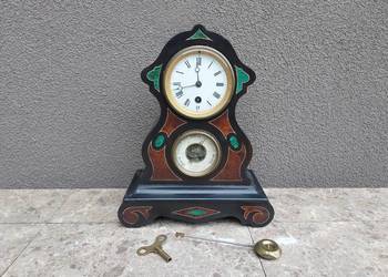 Stary zegar kominkowy francuski chodzik antyk XIXw intarsje E256