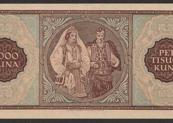 CHORWACJA 5000 KUNA 1943 - STAN BANKOWY UNC -