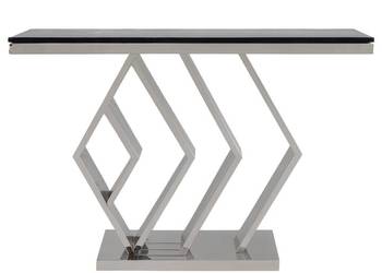 Konsola nowojorska srebrna z ciemnym kamiennym blatem marmurowym Alis Prem…