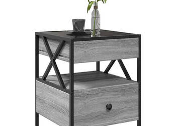 Stolik kawowy z LED Infinity szary dąb sonoma 40x40x51 cm WM-847720