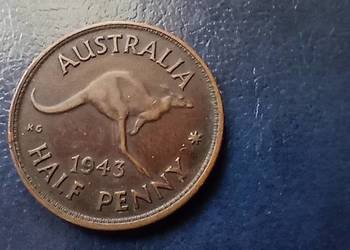 Stare monety 1/2 pens 1943 Australia