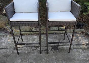 Hokery do ogrodu dwie sztuki odcienie brązu poduchy technorattan