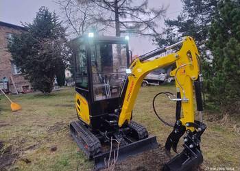 Wynajem minikoparki, łyżka skarpowa hydrauliczna, wiertnica