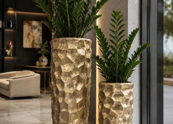 Złota donica perłowa muszelkowa Glamour Premium 63