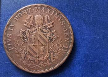 Stare monety 5 baiocchi 1849 R Państwo Kościelne