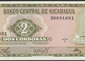 NIKARAGUA 2 CORDOBAS 1972 - STAN BANKOWY UNC