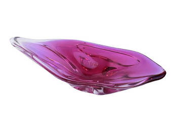 Różowa patera, proj. J. Hospodka, Chribska Sklarna, Czechosłowacja, lata 60