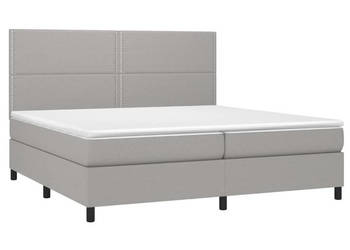 Łóżko kontynentalne z materacem jasnoszare tkanina 200x200cm WM-3134821