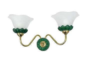 Kinkiet podwójny PRECIOSA | Czechosłowacja lata 80. | szkło malachitowe