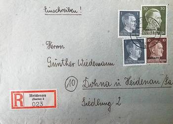 NIEMCY-HEIDENAU 1944 list polecony Mieszana frankatura Ukraina Ostland  RRR
