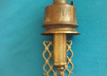 Duża stara mosiężna lampa naftowa- wisząca