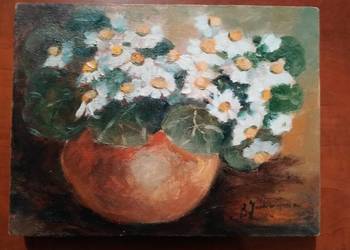 Margaretki w wazonie, obraz 18*24, olejny na płótnie