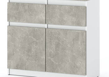 Komoda Nowoczesna Do Salonu 2 Szuflady Pojemna Szafka 80cm Biała Mat Beton