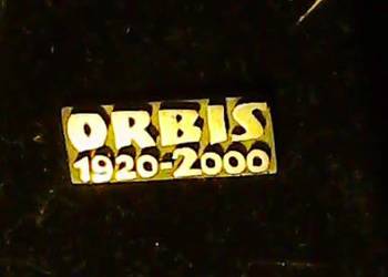 Znaczek pamiątkowy ORBIS 1920-2000, metalowy, 20x8 mm, na sztyfcie