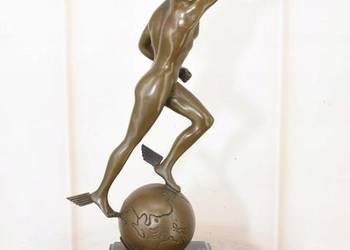 Hermes z Mieczem na Kuli Ziemskiej - Figura z brązu - Mitologia Rzeźba