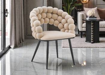 Beżowe Krzesło Tapicerowane Bubble Black, Wysyłka 24H, Dostawa 0zł!
