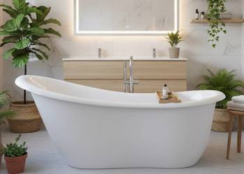 Jadwiga — biała wanna wolnostojąca 180×80 cm (plug & play)