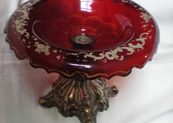 Piękna Patera Biedermeier Srebro 12 Szkło