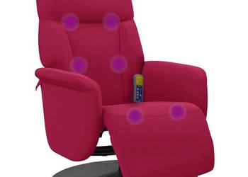 vidaXL Rozkładany fotel masujący z podnóżkiem, winna czerwień(SKU:356696)