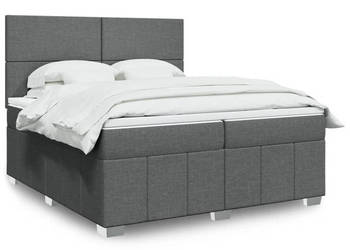 Łóżko kontynentalne z materacem ciemnoszara tkanina 200x200 cm WM-3291769
