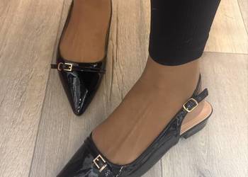 (40) Czarne baleriny wieczorowe z odkrytą Pięta, Nowe