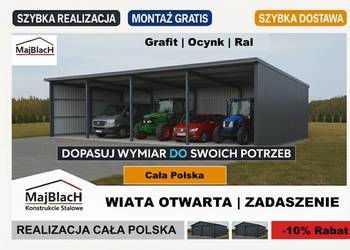 A156-WIATA OTWARTA/GARAŻ BLASZANY GRAFITOWY / RAL / Zadaszenie  - Maj-Blach