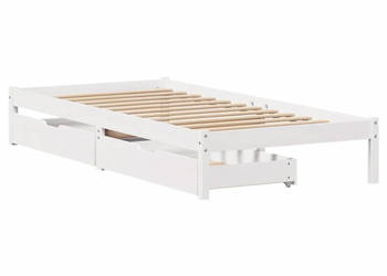 Rama łóżka bez materaca biała lite drewno sosnowe 100x200 cm WM-3301433