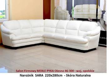 Nowy Naroznik  SARA o wymiarach 220x280cm, SKÓRA NATURALNA = Producent PYKA