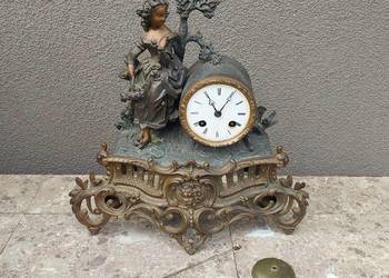 Stary zegar kominkowy Japy Freres figuralny sprawny film gongu F069