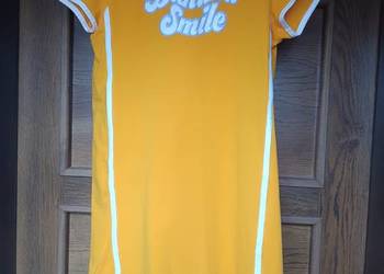 Żółta sukienka dzianinowa z lampasami miodowa Banana Smile Coccodrillo 164