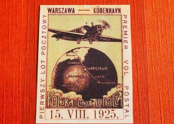 Winietka Nalepka Polska Linia Lotnicza 1925 Pierwszy Lot Pocztowy