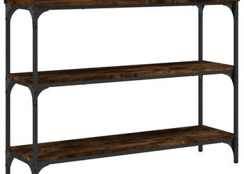 Stolik konsolowy z półkami przydymiony dąb 100x30x80 cm WM-837809