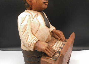 Stara Drewniana Rzeźba JAZZ PIANISTA Figuralna Ray Charles Retro Vintage