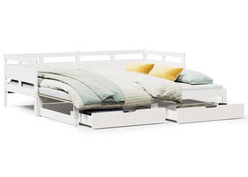 Sofa rozsuwana z szufladami bez materaca białe 90x200 cm WM-3302232