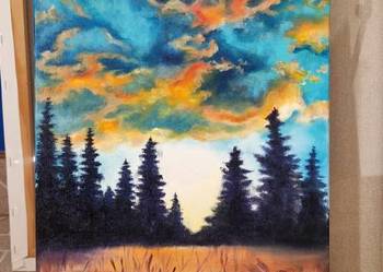 Obraz ręcznie malowany. "Zachód słońca" 30x50cm
