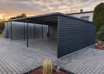 Wiata Blaszana Carport 6x6 Ciemny Grafit MAT  PREMIUM CAŁA POLSKA