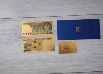 PRL Banknot pozłacany Mikołaj Kopernik 1000 zł PRL Banknot pozłacany Mikołaj Kopernik 1000 zł