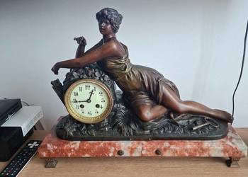 Kominkowy zegar francuski marmurowy stary