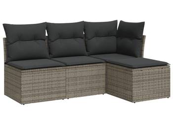 vidaXL 4-cz. zestaw wypoczynkowy do ogrodu, poduszki, szary(SKU:3217500)