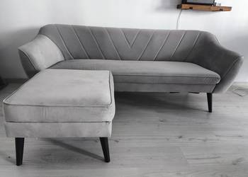 Narożnik Sofa Mia szary welurowy / aksamitowa do salonu Poznań odbiór własn