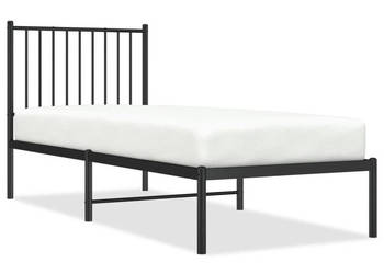 Łóżko Metalowe Czarne Rama Łóżka Ze Stelażem 75x190 cm WM-350854